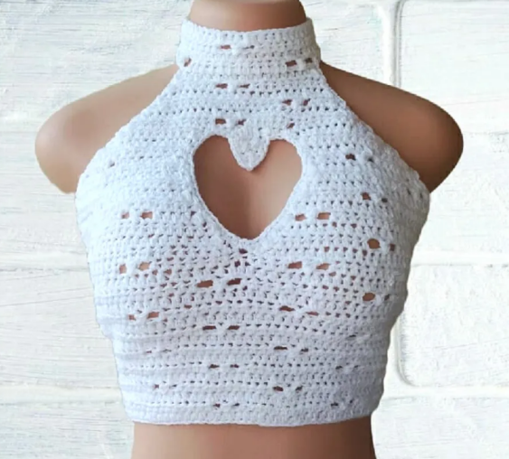 Heart Cutout Crochet Crop Top Pattern