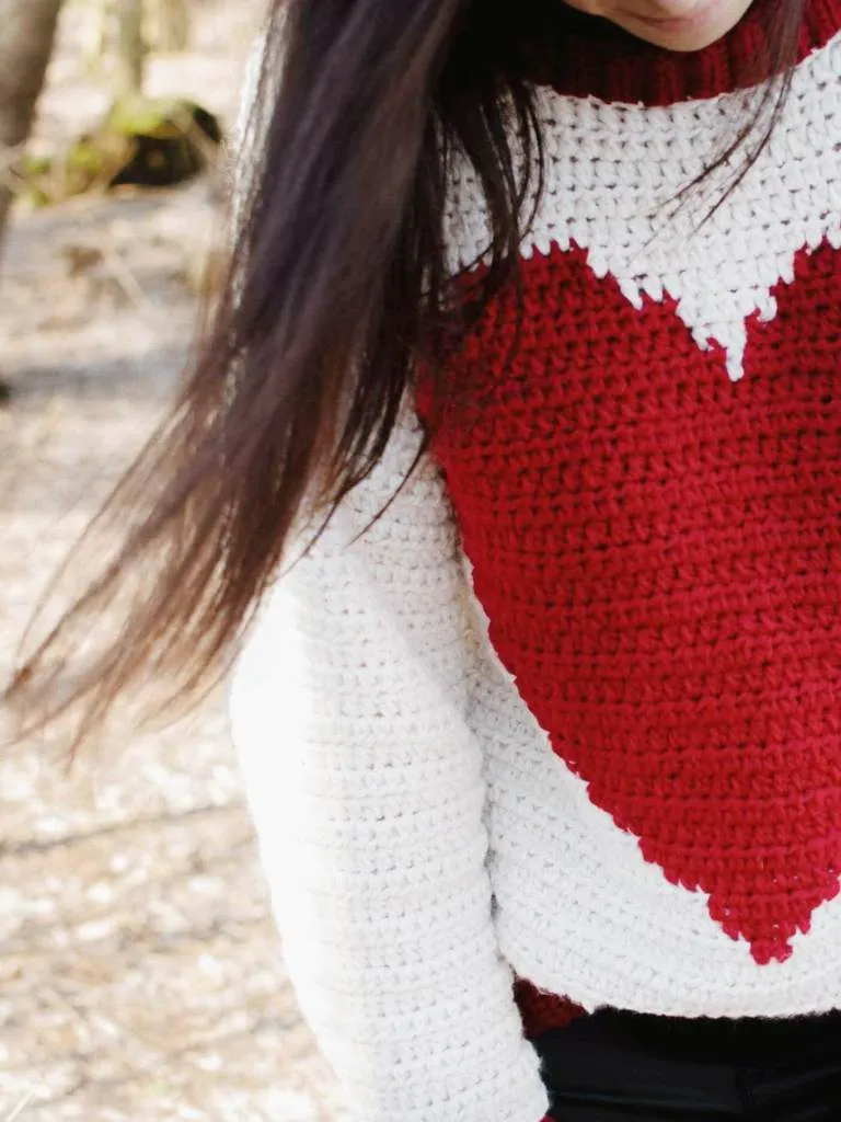 Chunky Crocheted Heart Sweater Pattern