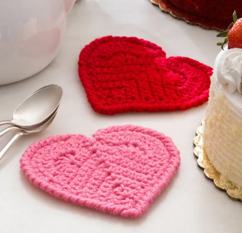 Heart Coaster Crochet Pattern Cozy  Colorful