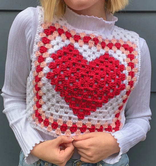 Heart Granny Square Crochet Vest Pattern