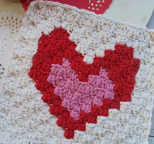 Enamored Hearts Crochet Washcloth Pattern