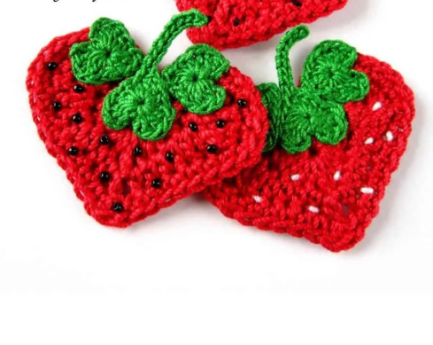 Crochet Hearts and Strawberry Appliques