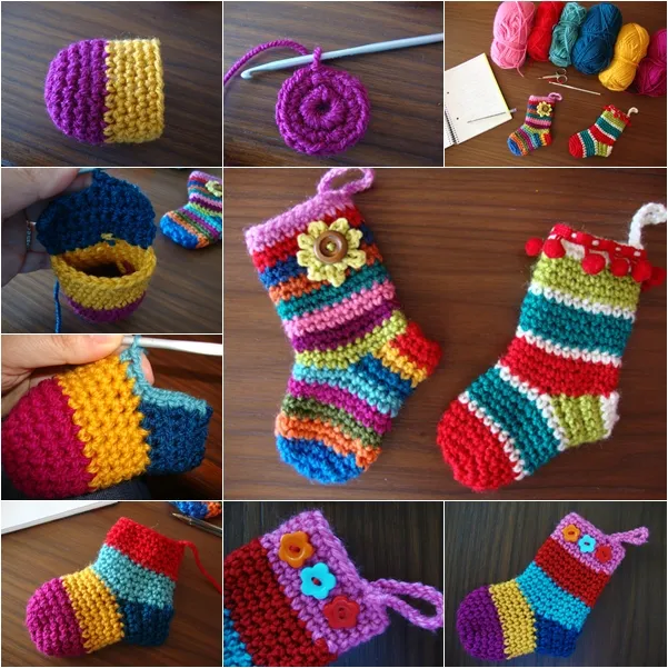 Colorful Crochet Christmas Socks Pattern