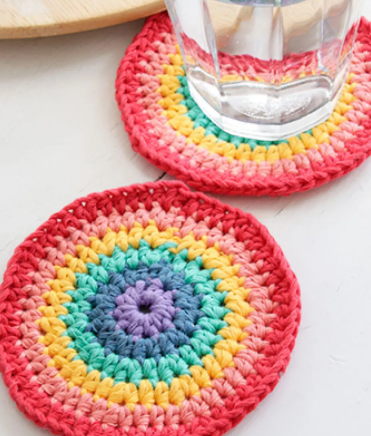 Free Rainbow Crochet Coaster Pattern