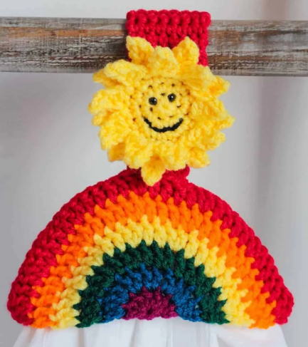 Vibrant Rainbow Towel Topper Crochet Pattern