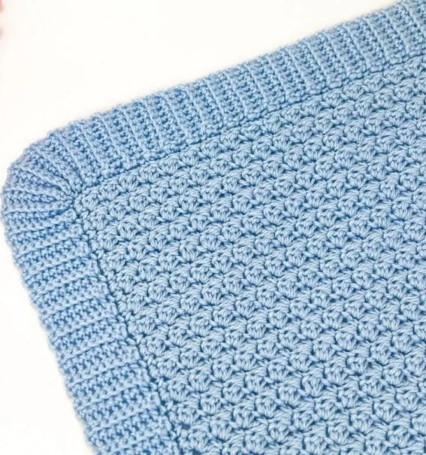 Blue Textured Baby Blanket Crochet Pattern