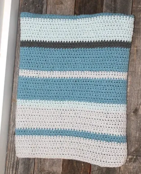 Blue Stripe Crochet Blanket Pattern