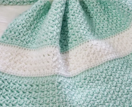 Teal and White Crochet Baby Blanket Pattern