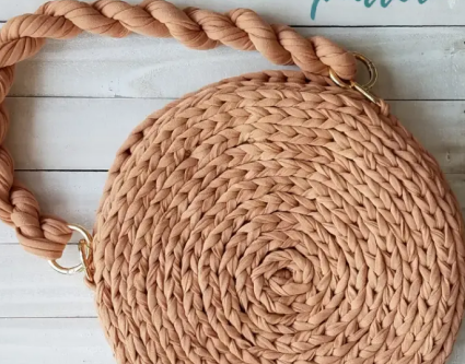 Round Boho TShirt Yarn Crochet Handbag Pattern