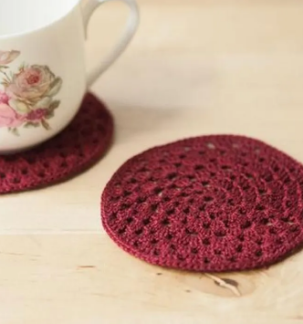 Burgundy Crochet Circle Coasters Pattern