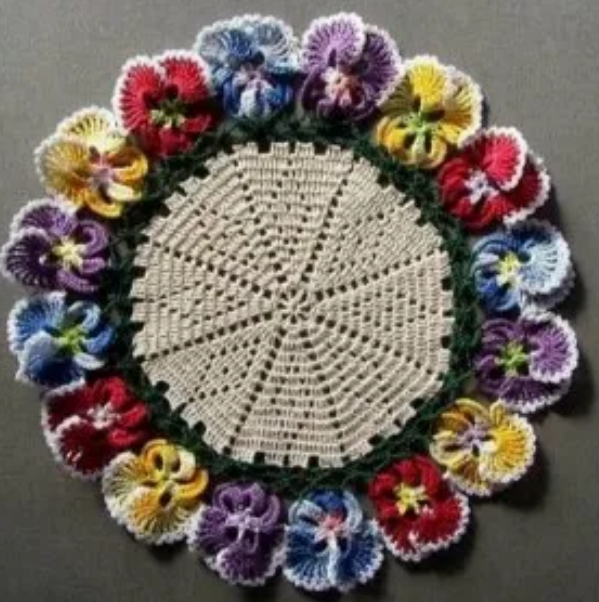 Pansy Circle Crochet Doily Pattern