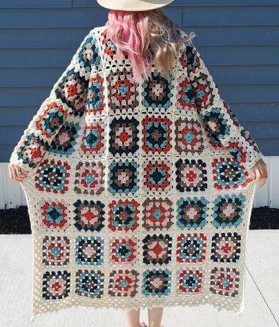 Colorful Granny Square Coatigan Pattern