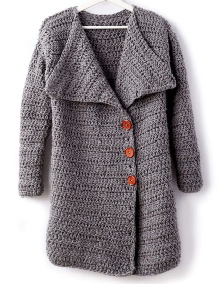 Chunky Gray Crochet Cardigan Pattern