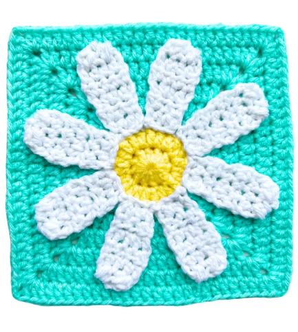 Spring Daisy Granny Square Crochet Pattern