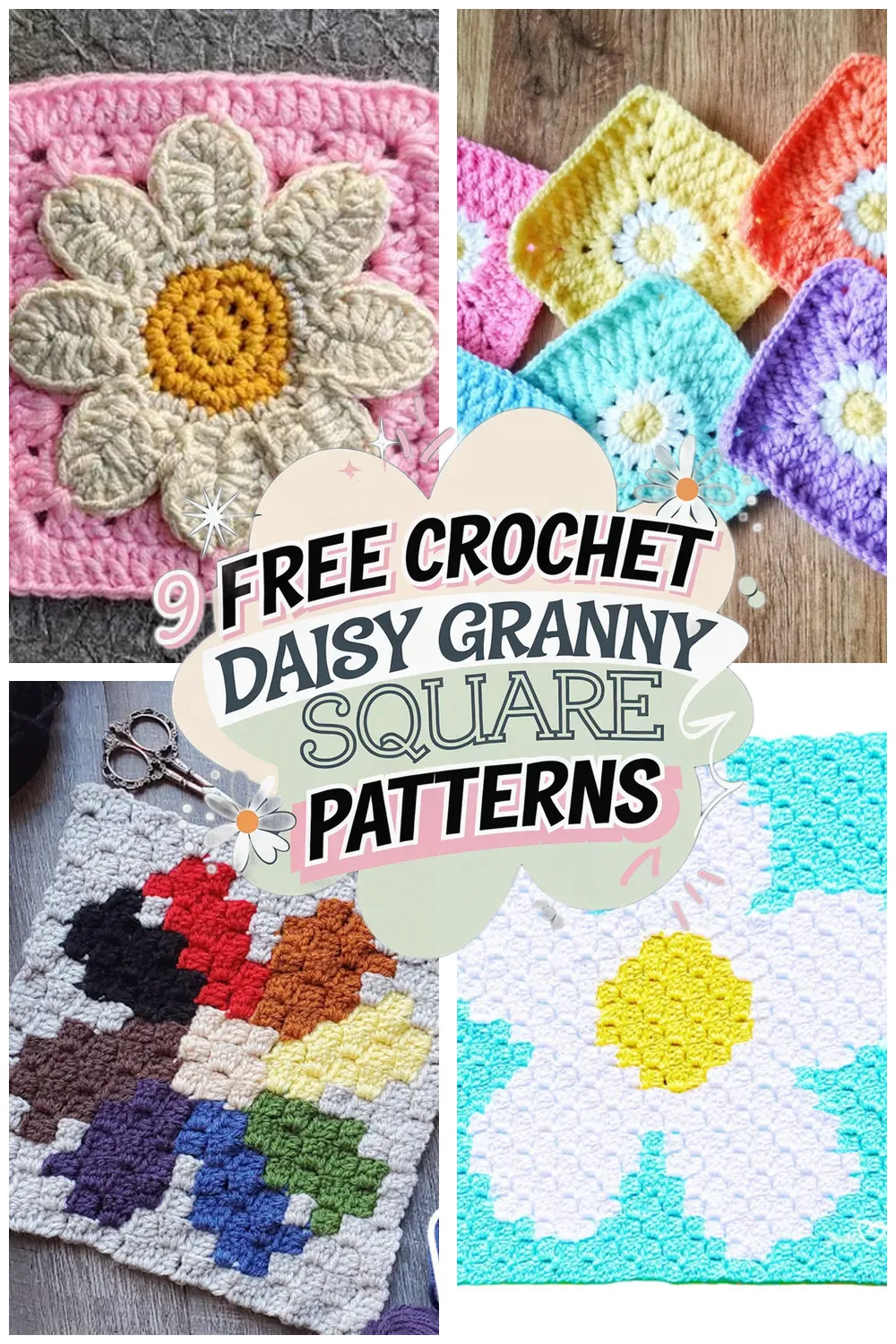 9 Free Crochet Daisy Granny Square Patterns