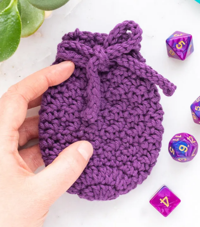 Free Crochet Pattern Drawstring Dice Bag