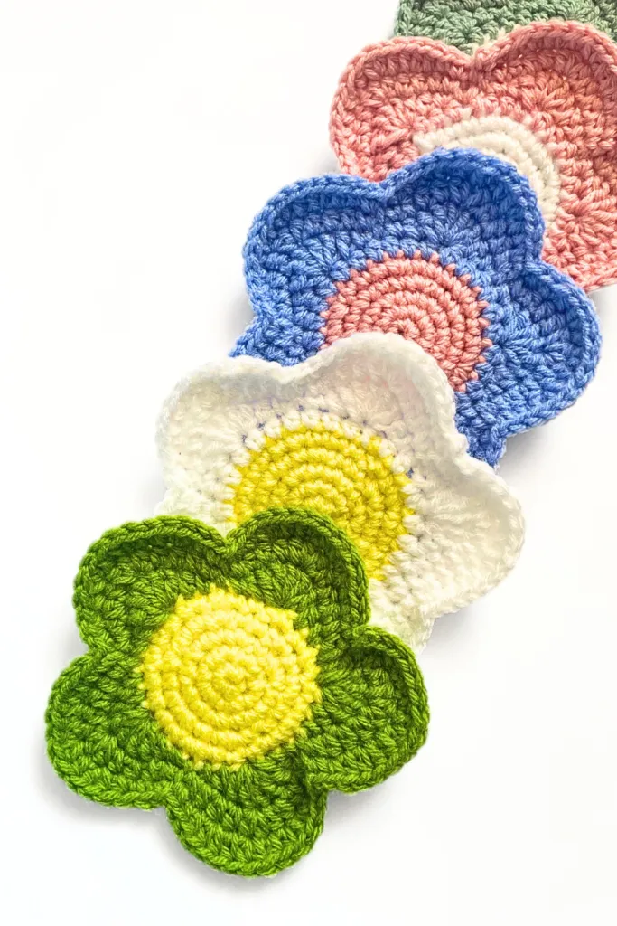 Vibrant Flower Crochet Coaster Pattern