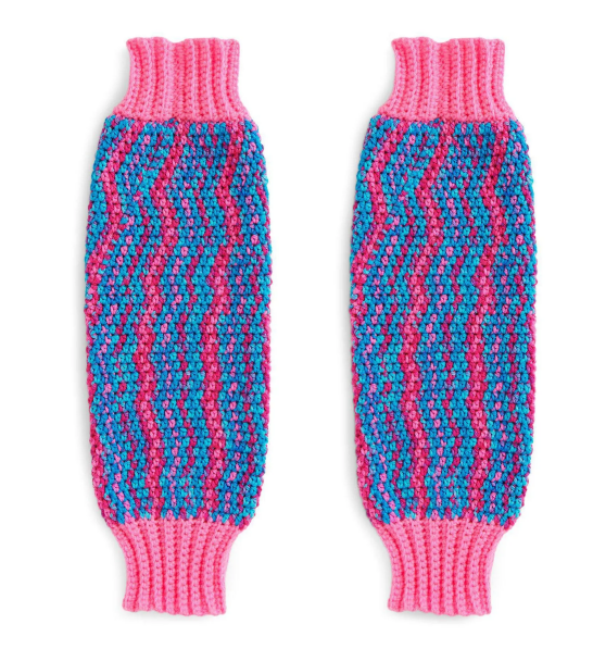 Zigzag Pink and Blue Crochet Leg Warmers