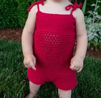 Bright Red Knitted Romper Pattern