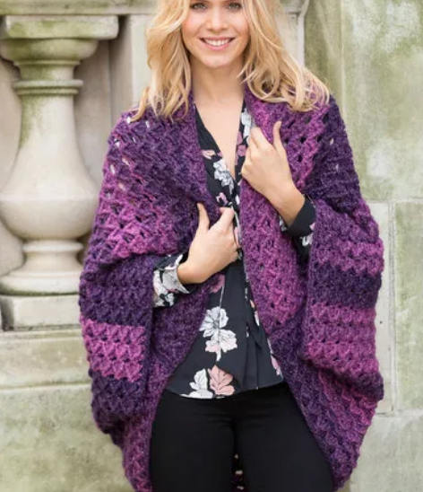 Oversized Purple Crochet Cardigan Pattern