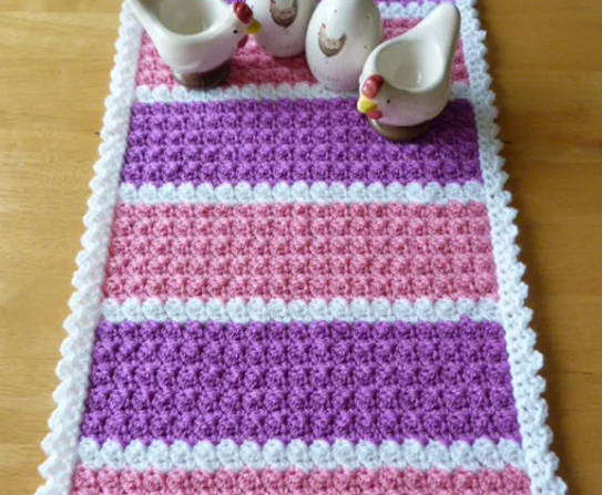 Vibrant Striped Crochet Table Runner Pattern