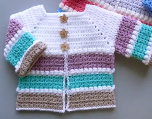 Colorful Crochet Baby Cardigan Pattern