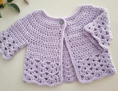 Crochet Shell Edge Baby Cardigan Pattern