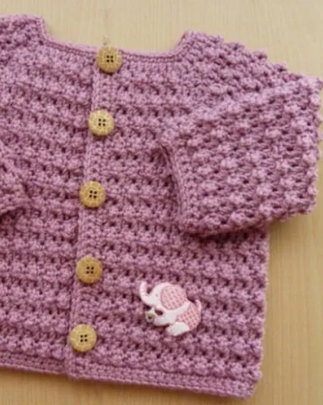 Delightful Pink Baby Cardigan Crochet Pattern