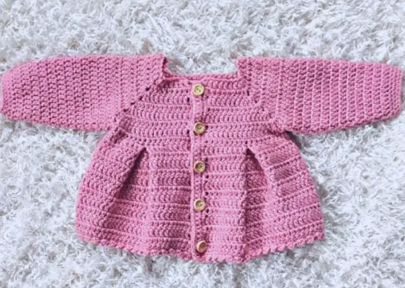 Pleated Crochet Baby Cardigan Pattern