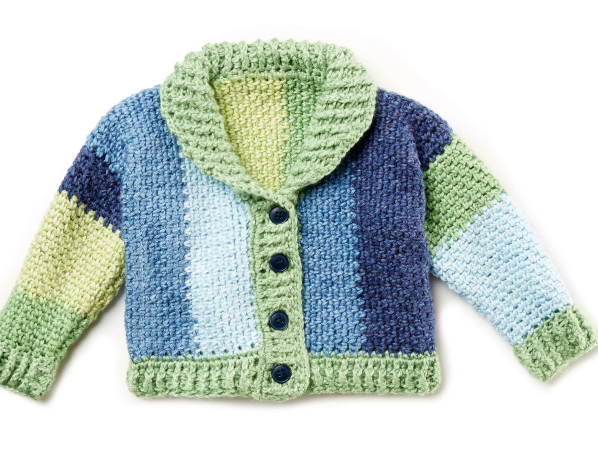 Shawl Collar Baby Cardigan Crochet Pattern