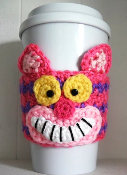 Vibrant Cheshire Cat Crochet Cup Cozy Pattern