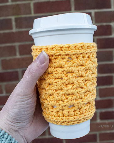 Vibrant Yellow Crochet Cup Cozy