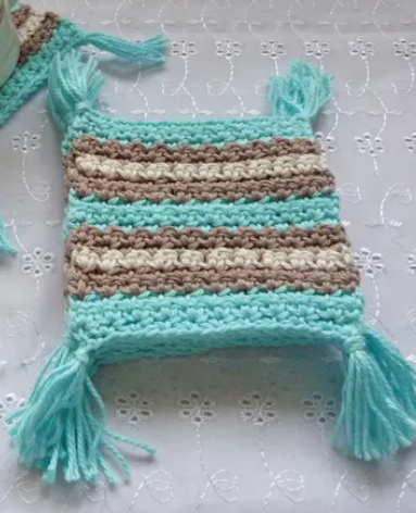 Striped Crochet Coaster Design Pattern