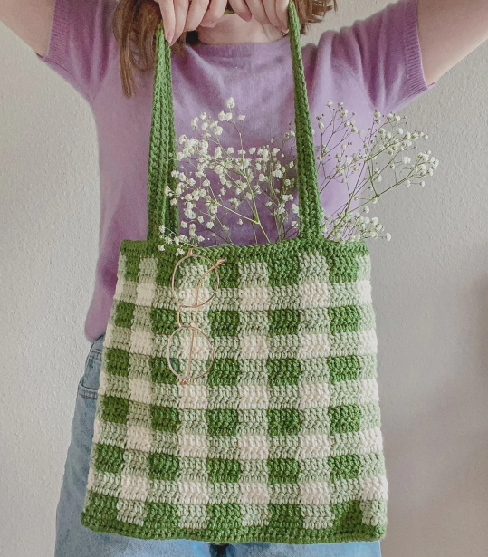 Crochet Gingham Tote Bag Pattern