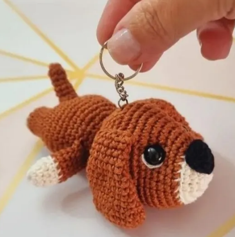 Crochet Brown Dog Keychain Pattern