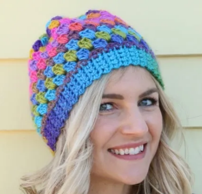 Vibrant Granny Cluster Beanie Pattern