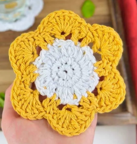 Vibrant Crochet Flower Coaster Pattern