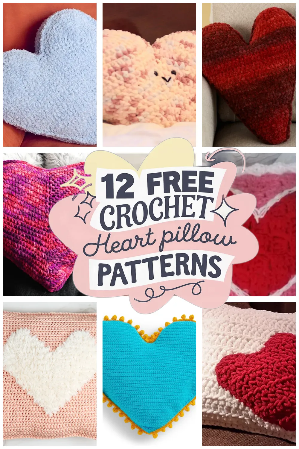 12 Free Crochet Heart Pillow Patterns