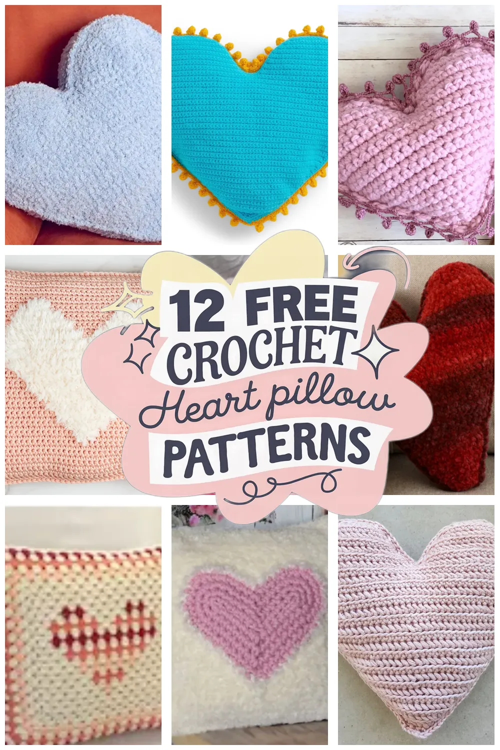 12 Free Crochet Heart Pillow Patterns