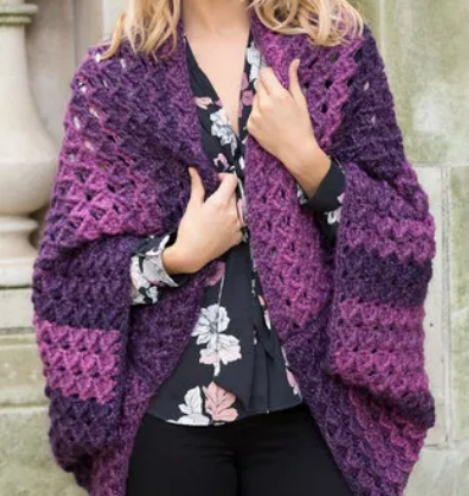 Vibrant Purple Oversized Crochet Cardigan