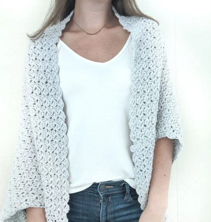 Crochet Cardigan with Scalloped Edge