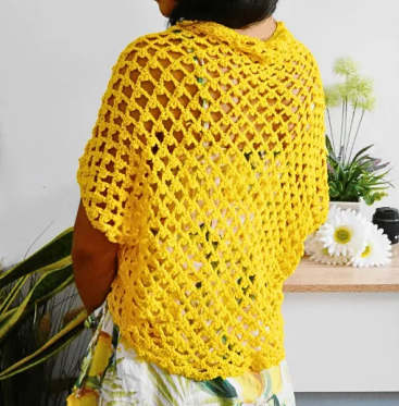 Bright Yellow Lacy Crochet Shrug Pattern