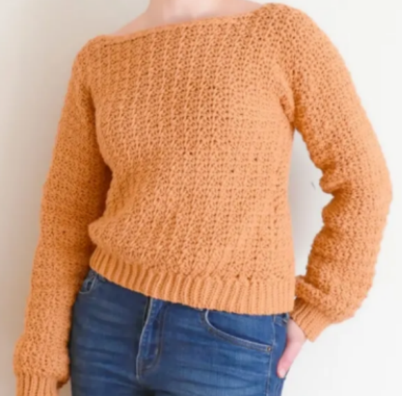 Mustard Textured Crochet Sweater Pattern