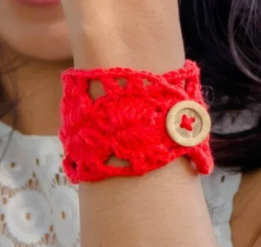 Vibrant Red Crochet Button Bracelet Pattern