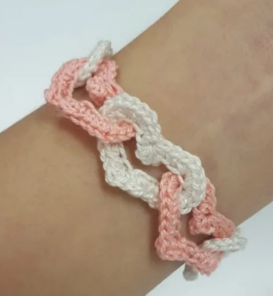 Pink and White Crochet Bracelet Pattern