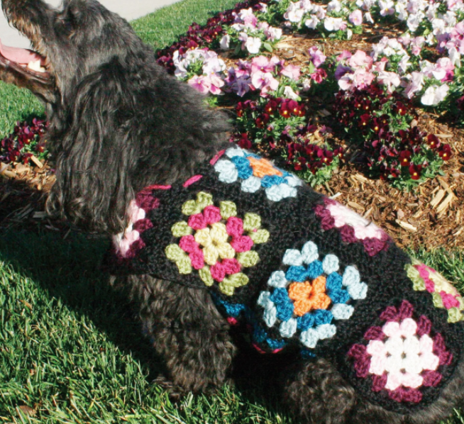 Colorful Granny Square Dog Sweater Pattern