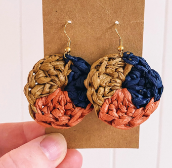 Crochet Raffia Earrings Fall Edition