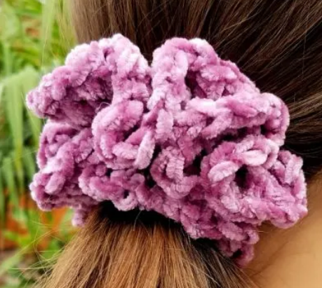 Vibrant Purple Crochet Hair Scrunchie