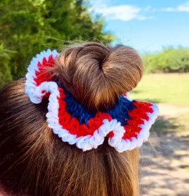 Patriotic Crochet Hair Scrunchie Pattern