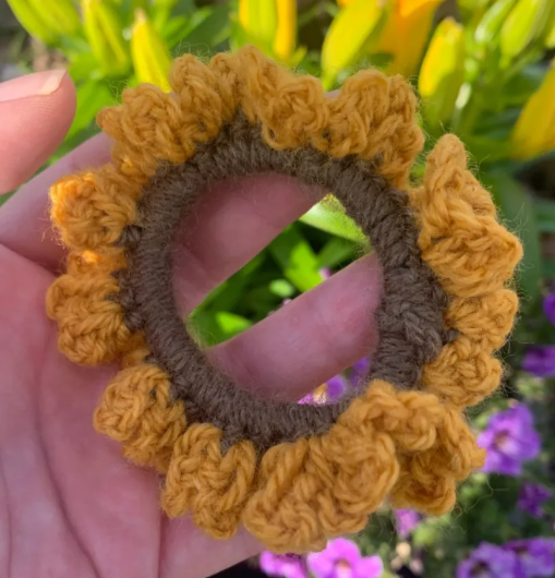 Sunflower Inspired Crochet Scrunchie Pattern